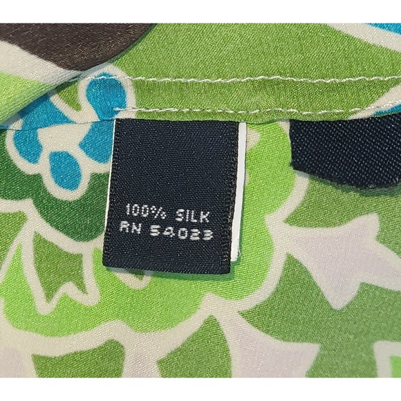 Banana Republic Silk Wrap Dress V-Neck Boho Floral Print Green Blue Womens  12 - Picture 4 of 16